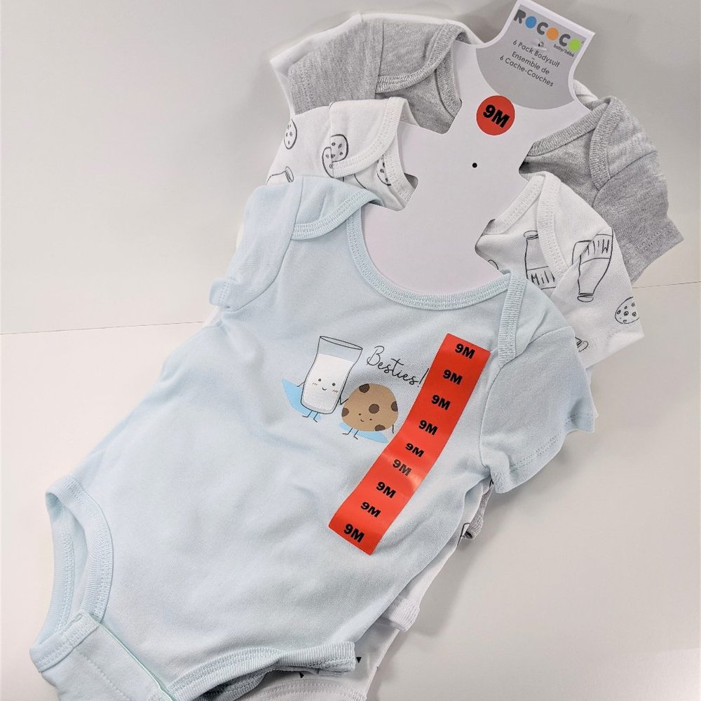 Rococo baby 6 pack bodysuits